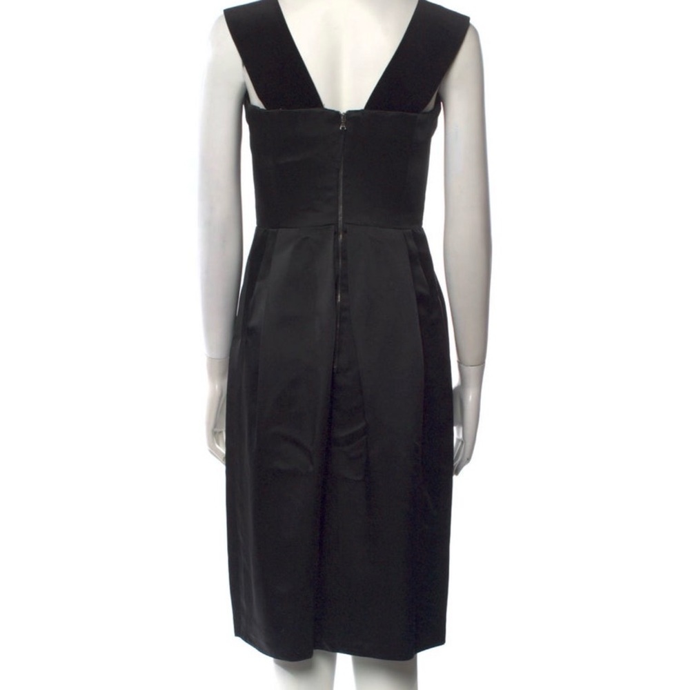Dolce & Gabbana classic black structured satin cocktail dress with velvet straps - Picture 5 of 7